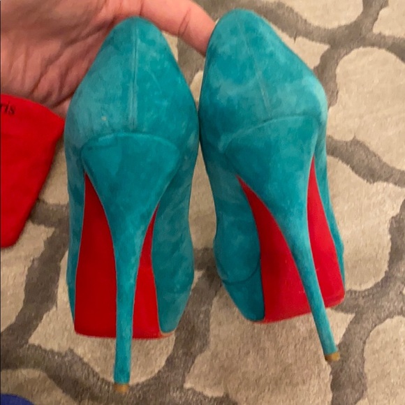 Christian Louboutin Aqua Green 140s suede sz 39.5 - Picture 8 of 8